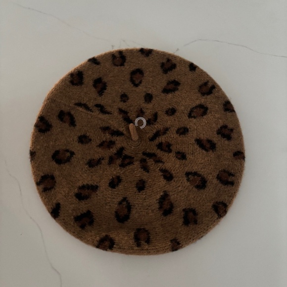 NWT Free People San Diego Hat 100% Wool Leopard Print Beret main image 6